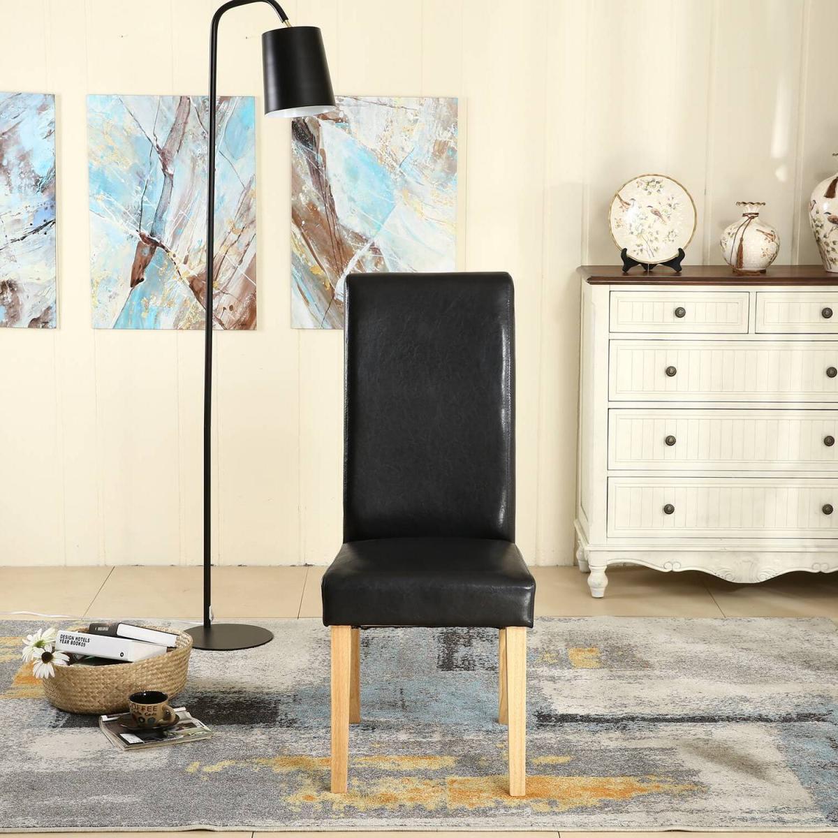 WestWood Faux Leather Roll Top Dinner Wooden Dining Chair - Red – image 14
