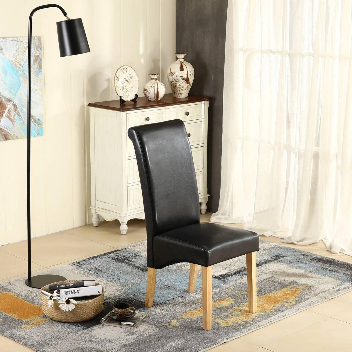 WestWood Faux Leather Roll Top Dinner Wooden Dining Chair - Red – image 15