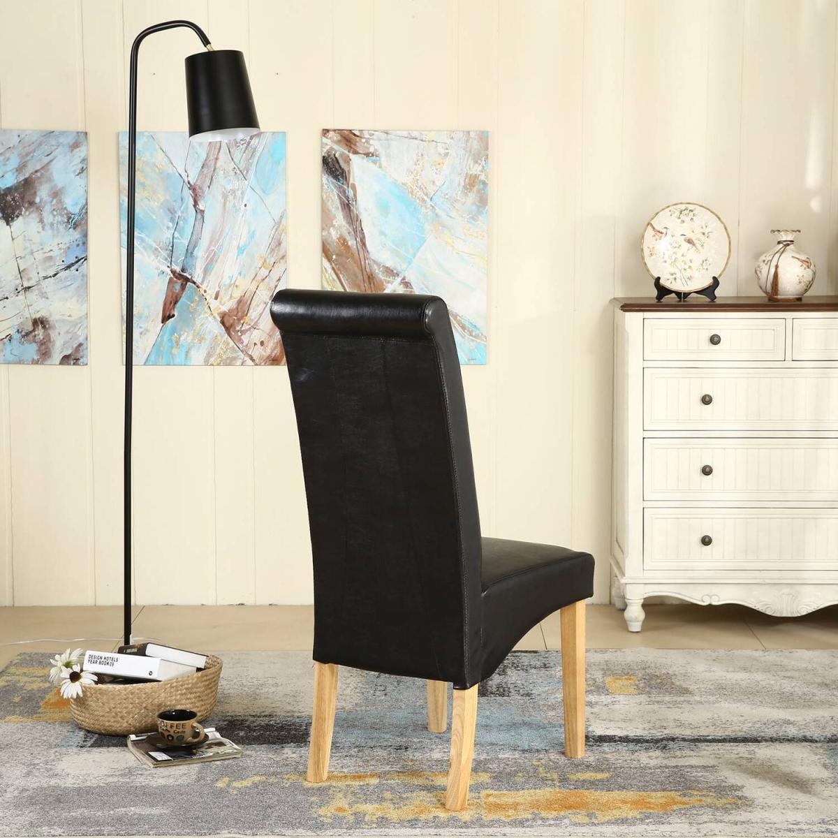 WestWood Faux Leather Roll Top Dinner Wooden Dining Chair - Red – image 16