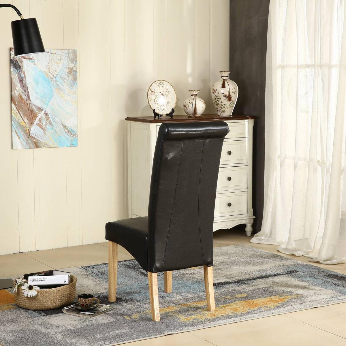 WestWood Faux Leather Roll Top Dinner Wooden Dining Chair - Red – image 18