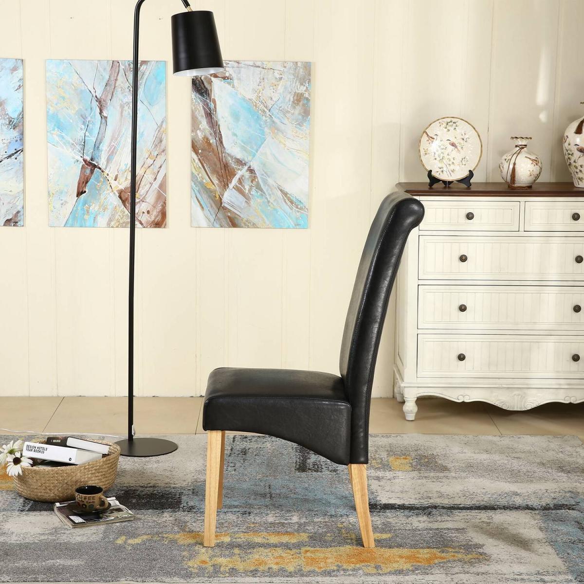 WestWood Faux Leather Roll Top Dinner Wooden Dining Chair - Red – image 19