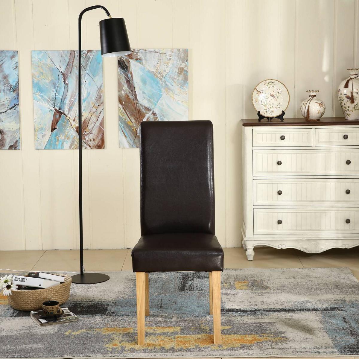 WestWood Faux Leather Roll Top Dinner Wooden Dining Chair - Red – image 21