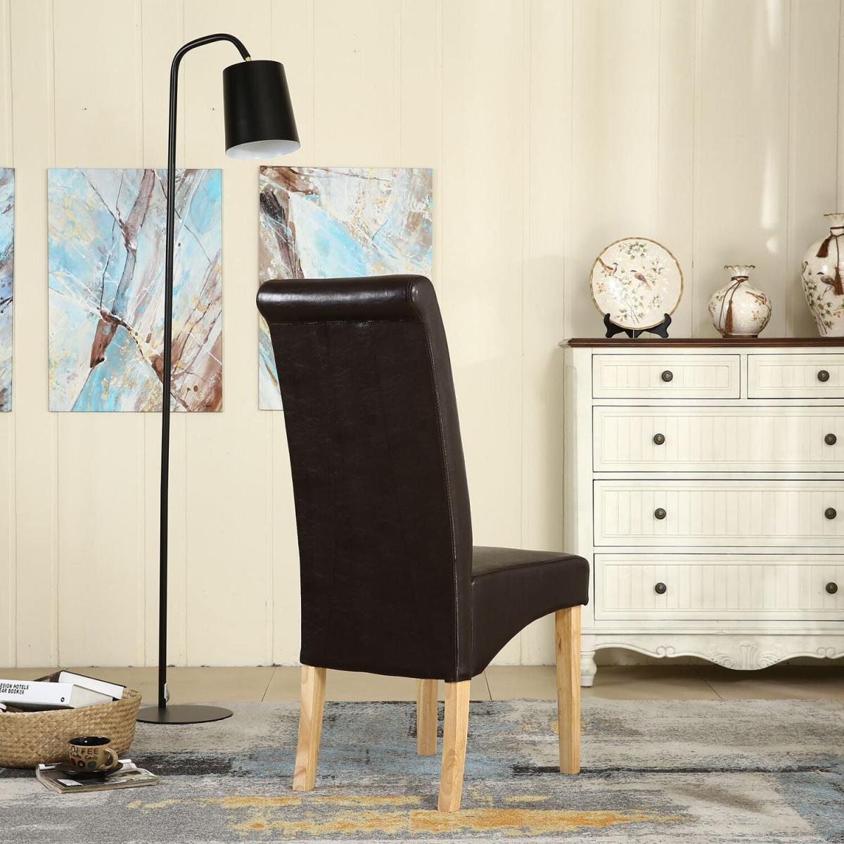 WestWood Faux Leather Roll Top Dinner Wooden Dining Chair - Red – image 23