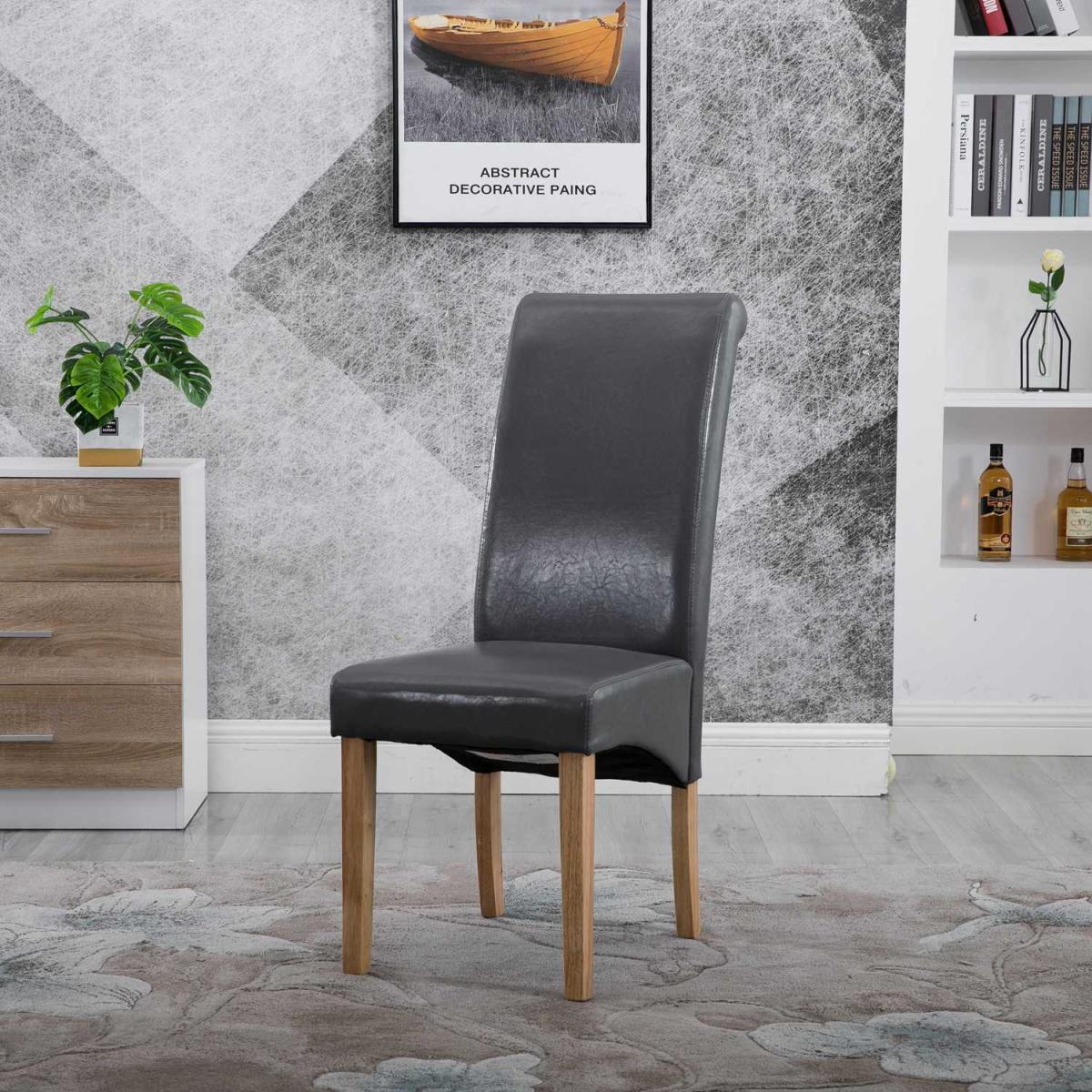 WestWood Faux Leather Roll Top Dinner Wooden Dining Chair - Red – image 35