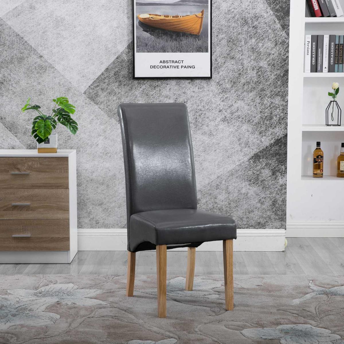 WestWood Faux Leather Roll Top Dinner Wooden Dining Chair - Red – image 37