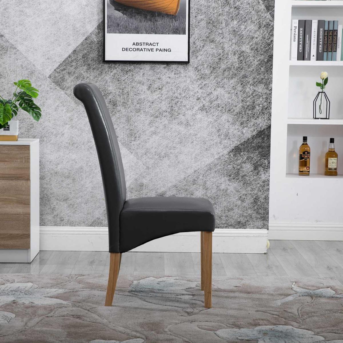 WestWood Faux Leather Roll Top Dinner Wooden Dining Chair - Red – image 38