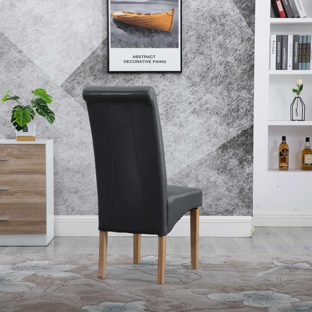 WestWood Faux Leather Roll Top Dinner Wooden Dining Chair - Red – image 39