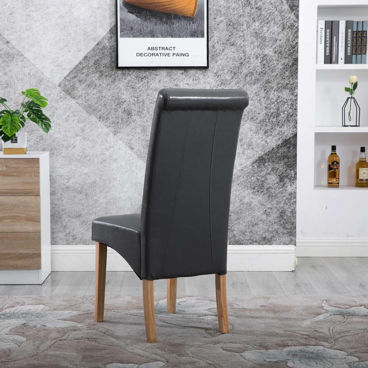 WestWood Faux Leather Roll Top Dinner Wooden Dining Chair - Red – image 41