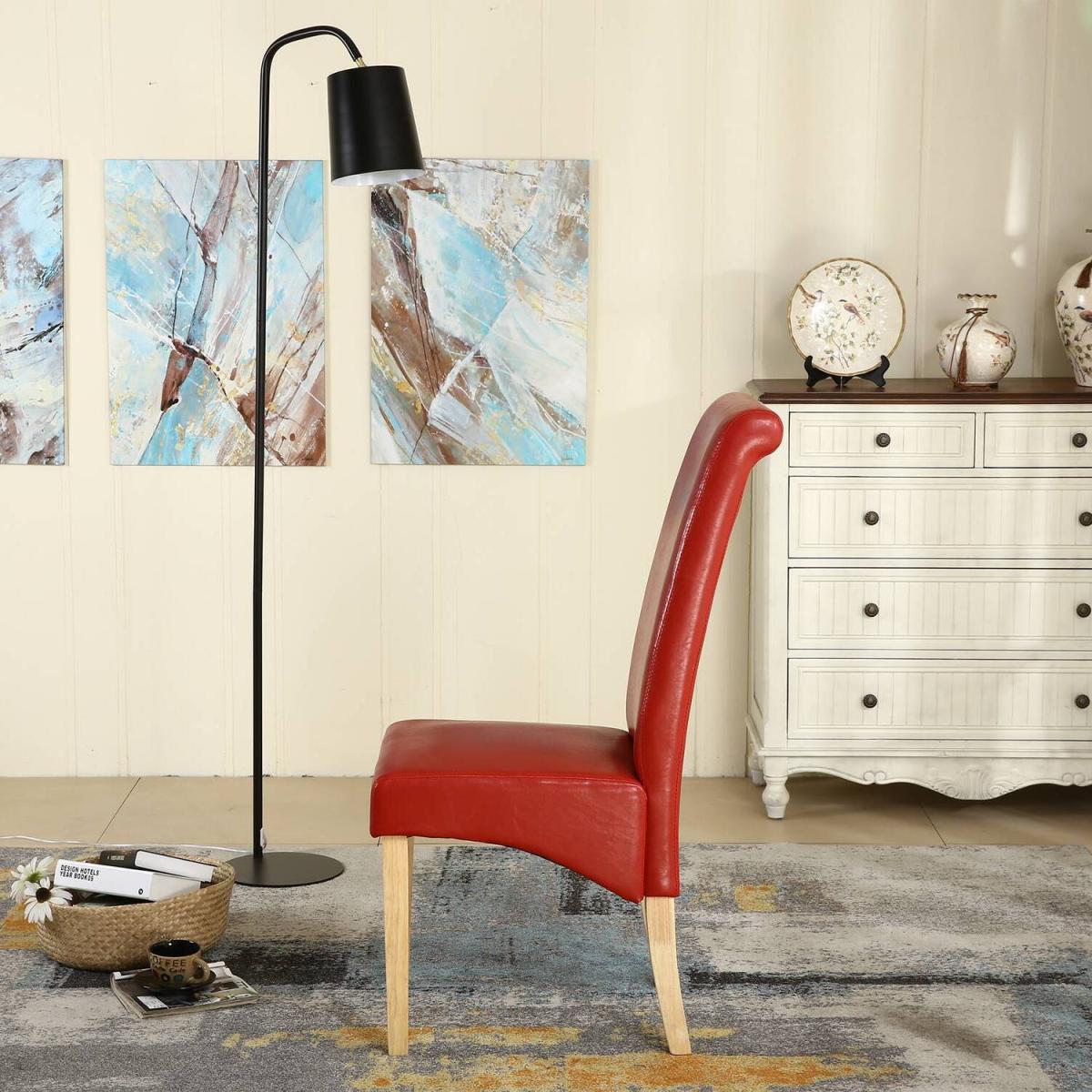 WestWood Faux Leather Roll Top Dinner Wooden Dining Chair - Red – image 7