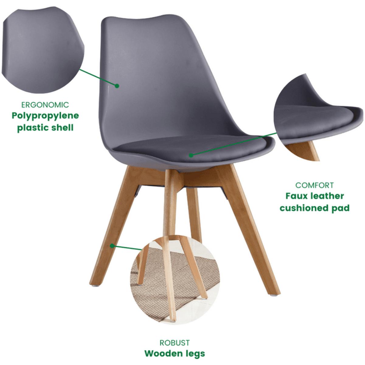 Lorenzo Padded Dining Chair Set of 6 - Grey – image 4