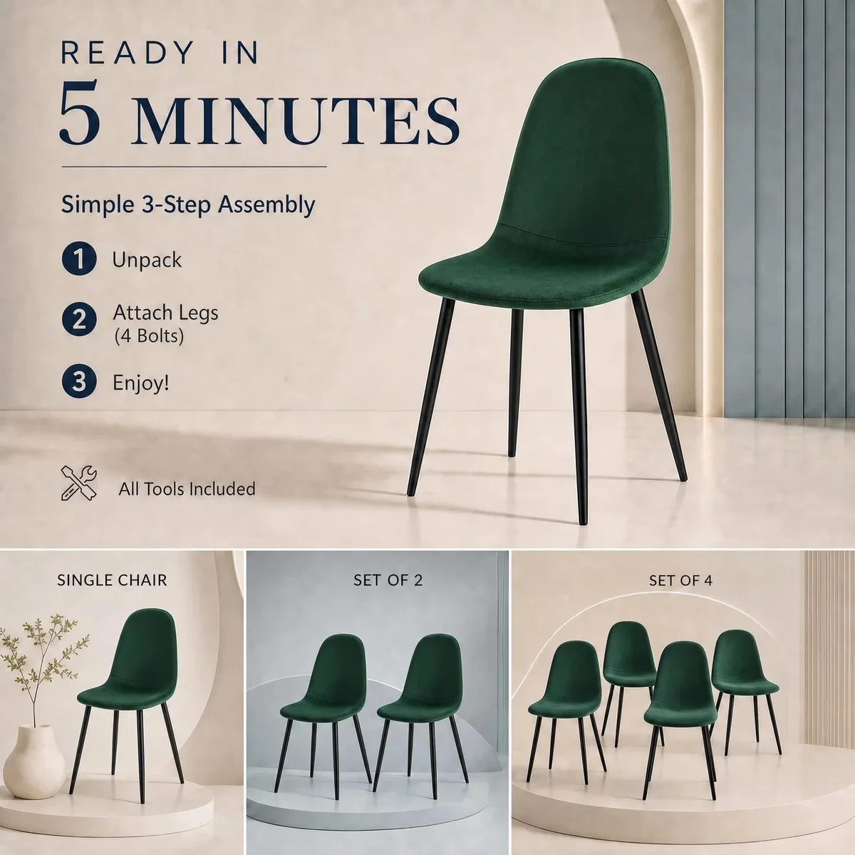 Ron Velvet Dining Chair - Green / 1 – image 5