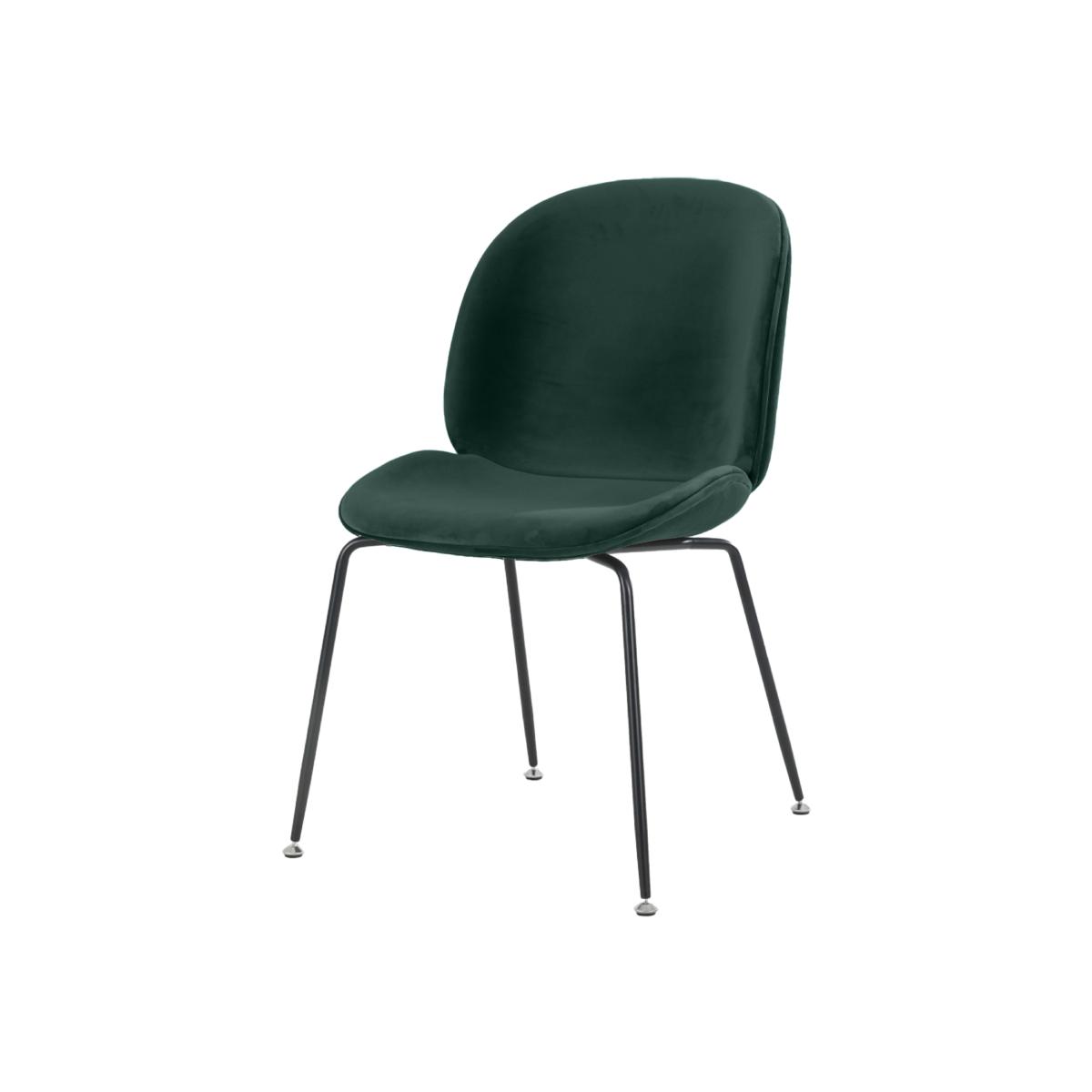 Luxurious Velvet Dining Chair with Black Metal Legs - Emerald