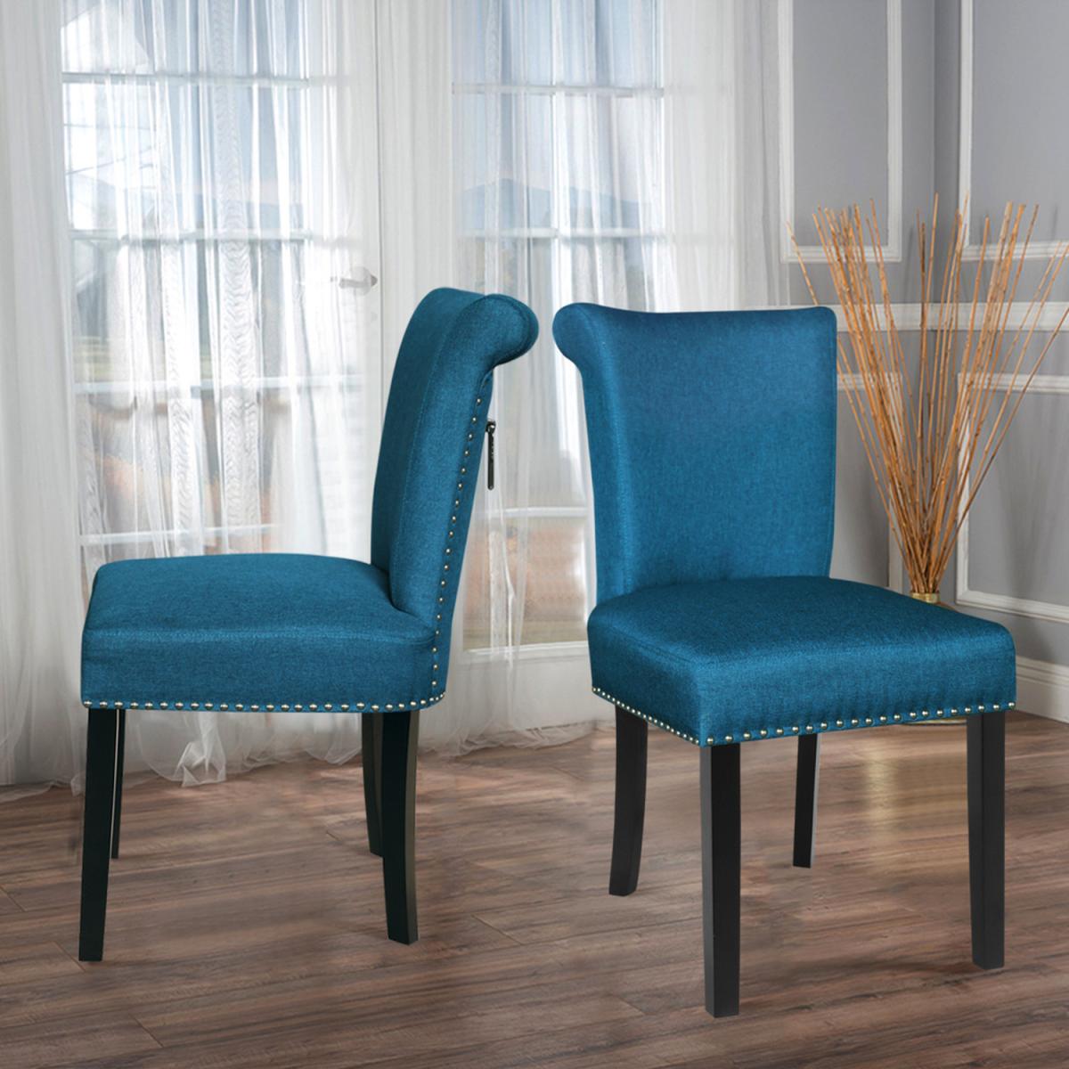 Linen Comfy Dining Chairs Set - Blue – image 6