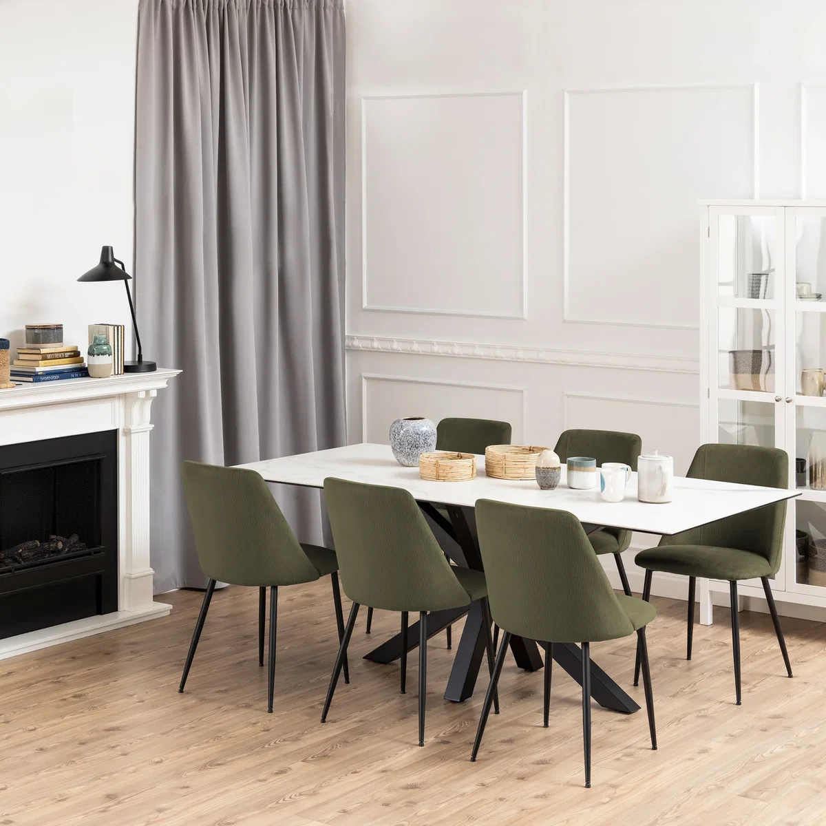 Ines Dining chair in Olive Green Set of 4 - Olive Green – image 6