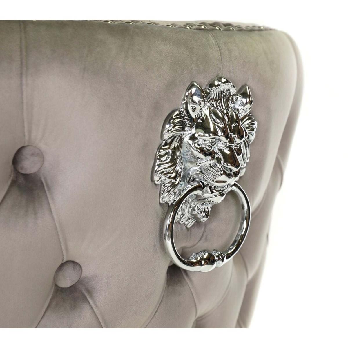 Light Grey Velvet Koko Dining Chair Lion Knocker - Light Grey – image 6