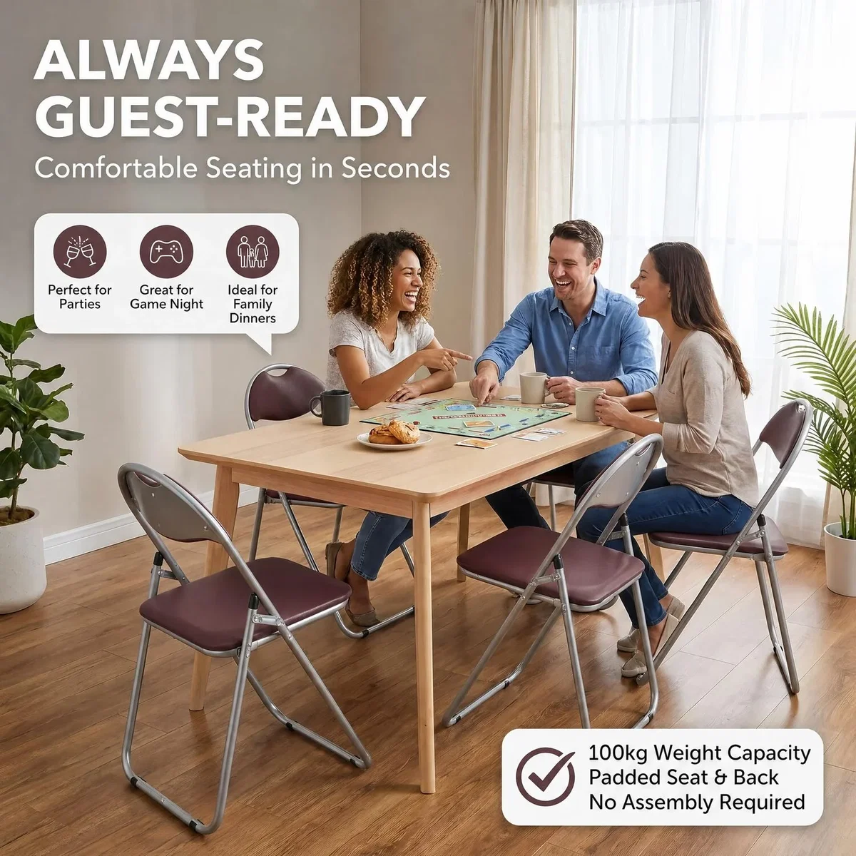 Candy Folding Dining Chair - Brown / 6 – image 2
