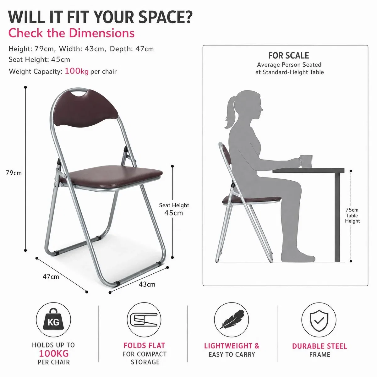 Candy Folding Dining Chair - Brown / 6 – image 6