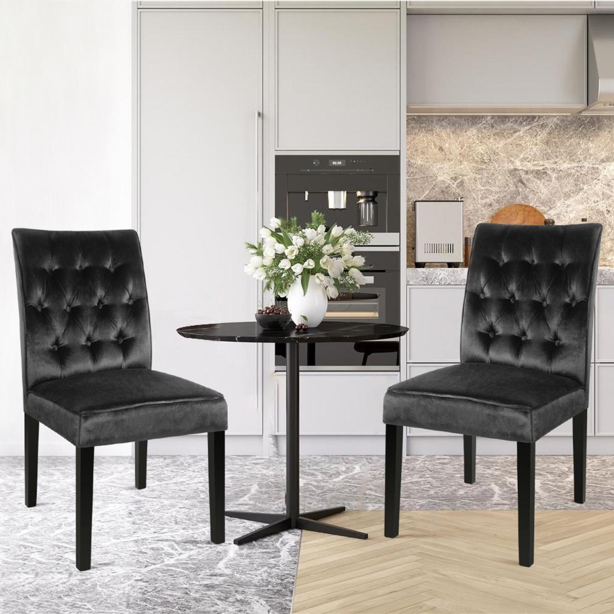 Crushed Velvet Side Chair Set Of 2 - Black – image 6