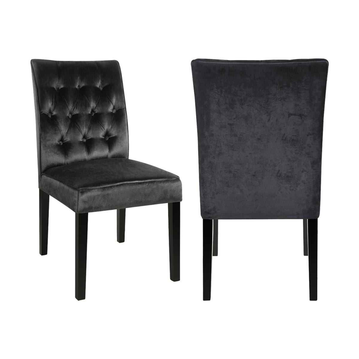 Crushed Velvet Side Chair Set Of 2 - Black – image 1