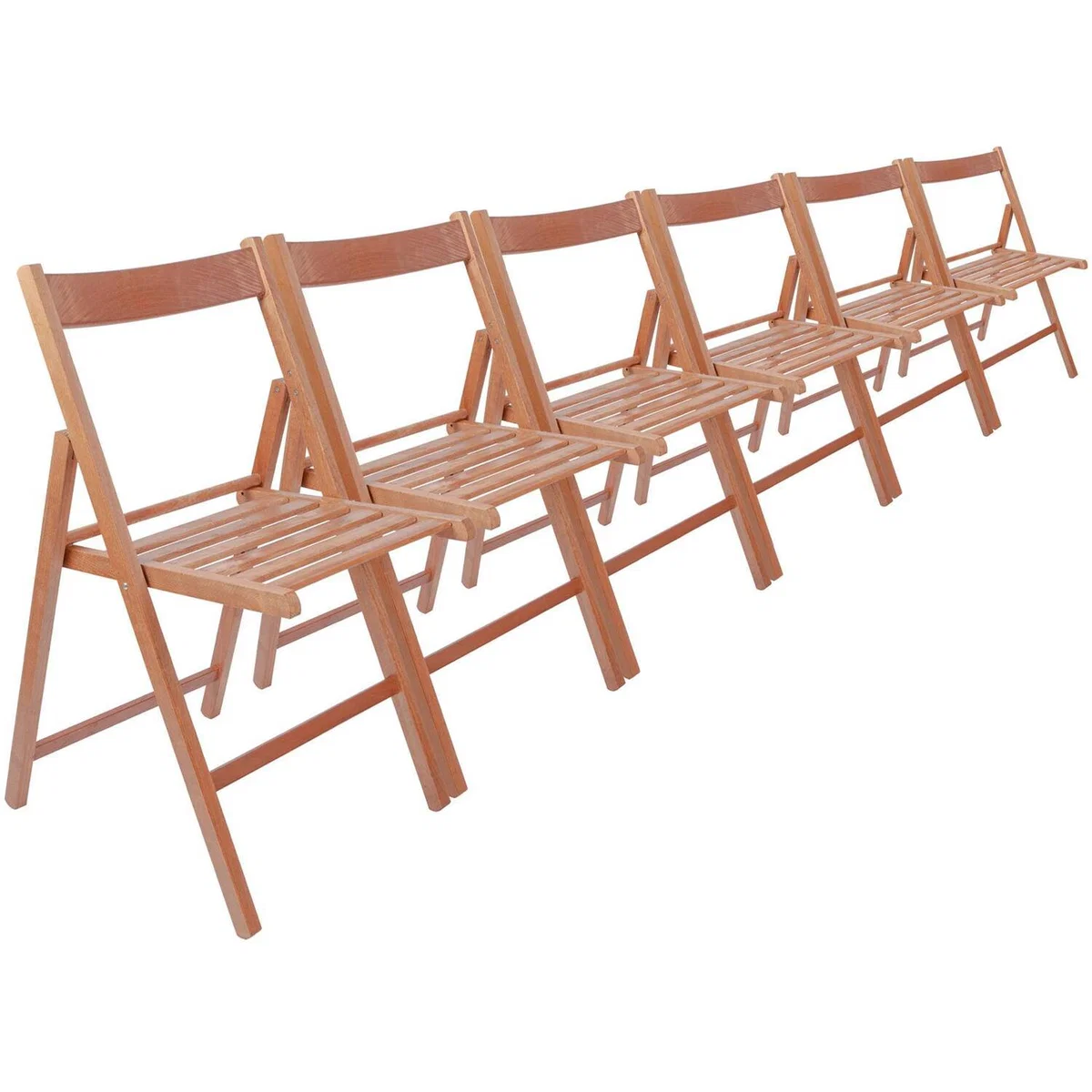Beech Wood Folding Chairs Pack of 6 - Walnut – image 5