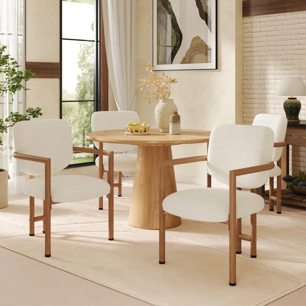 AKA Bouclé Dining Chairs with Metal Legs, Natural Wood Colour, Set of 2 - Natural – image 3