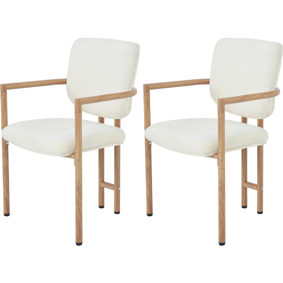 AKA Bouclé Dining Chairs with Metal Legs, Natural Wood Colour, Set of 2 - Natural – image 6