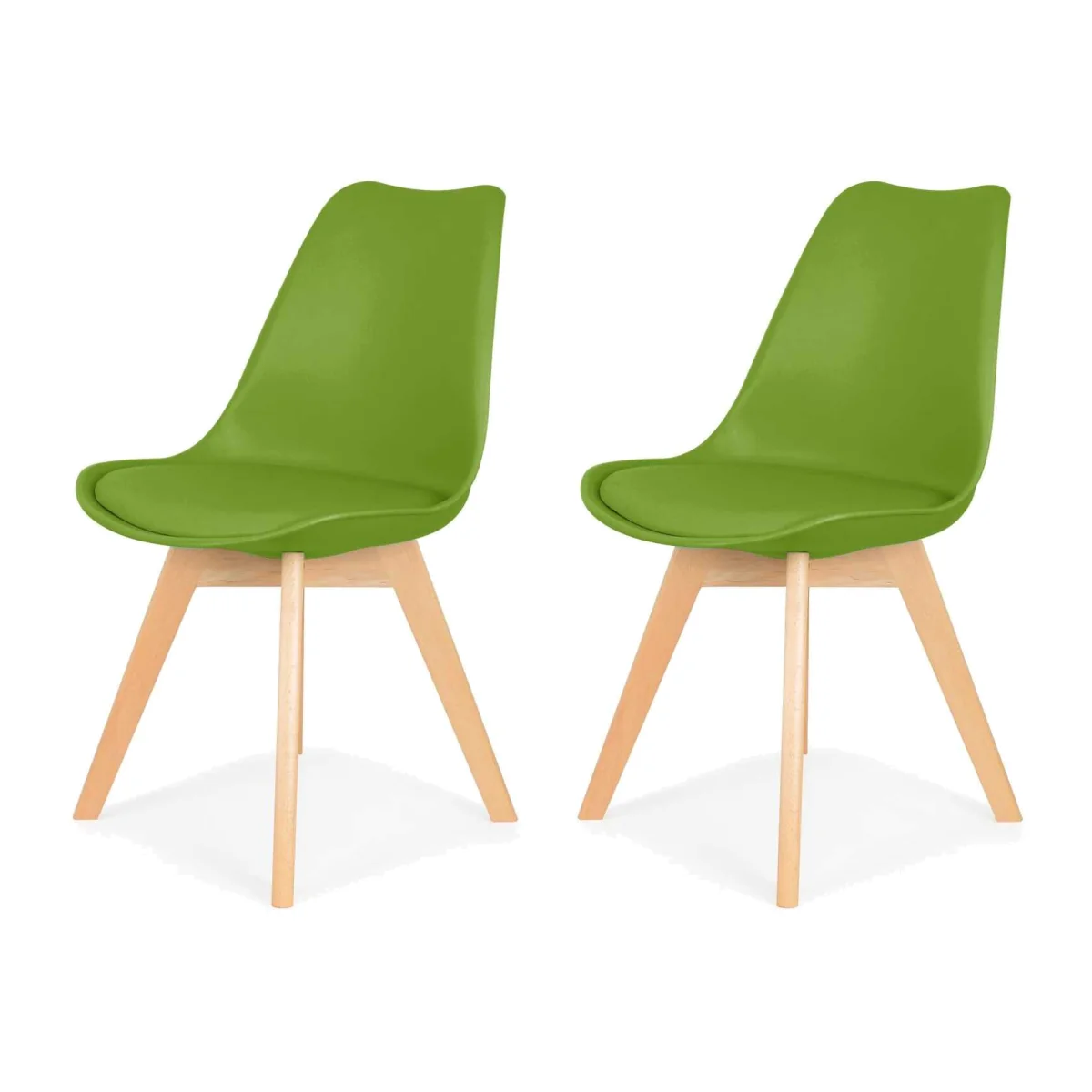 Dining Chair with Wooden Legs(Blue Chair 1) - Green / 2 – image 1