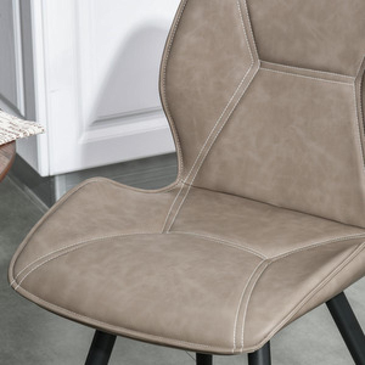 Set of 2 Contrast Stitched PU Leather Dining Chairs - Grey – image 11