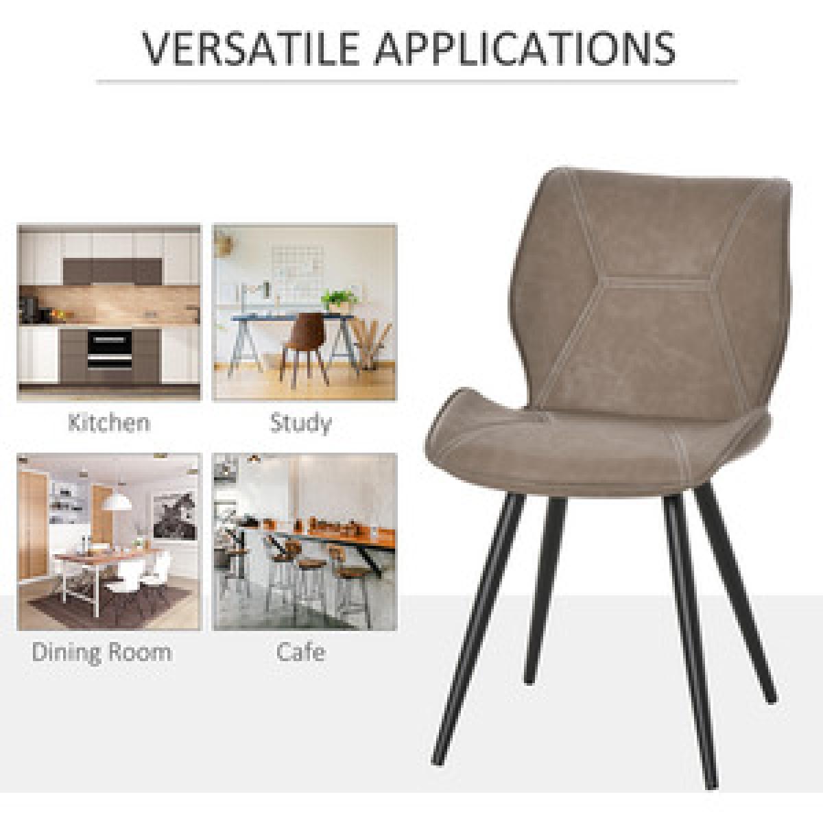 Set of 2 Contrast Stitched PU Leather Dining Chairs - Grey – image 13