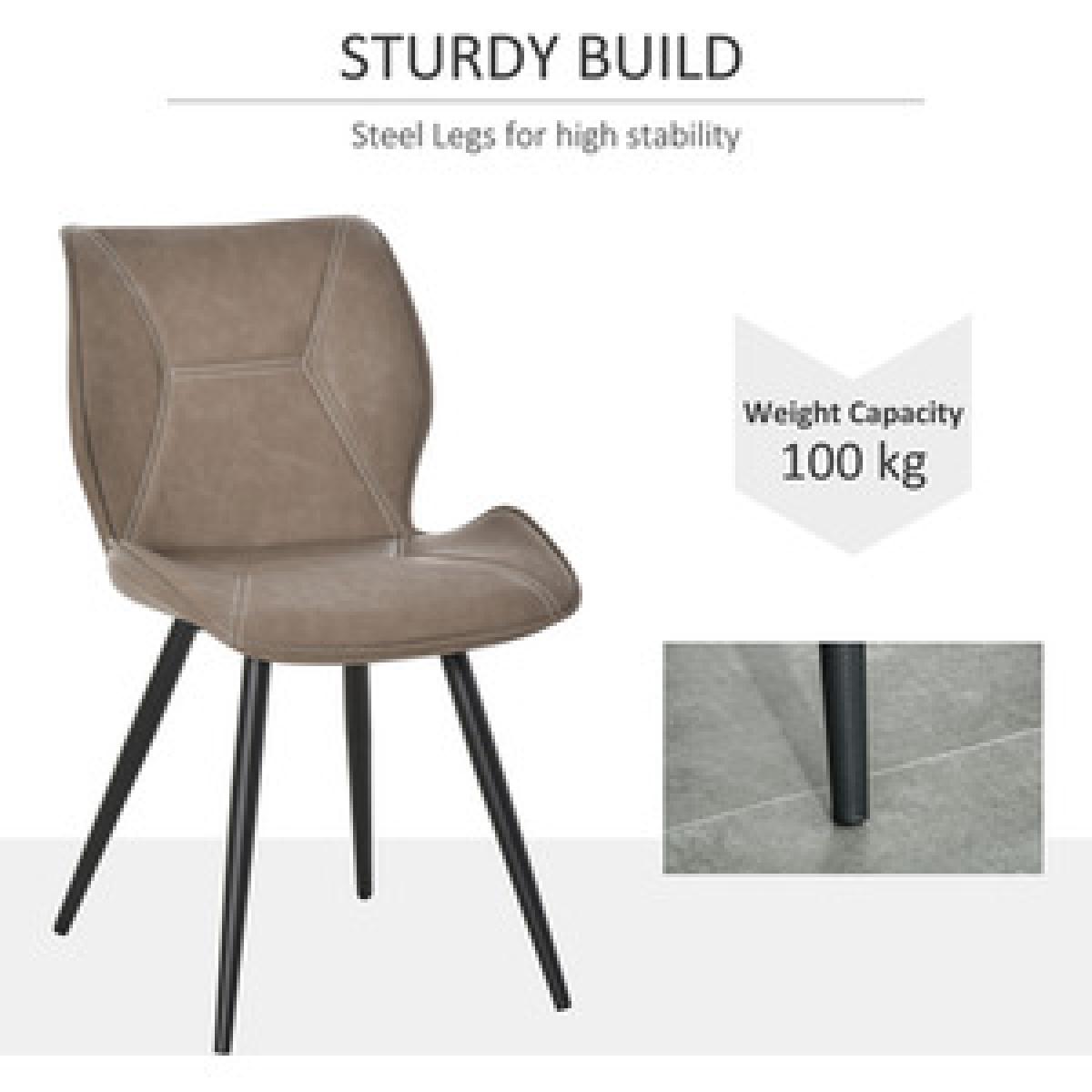 Set of 2 Contrast Stitched PU Leather Dining Chairs - Grey – image 15