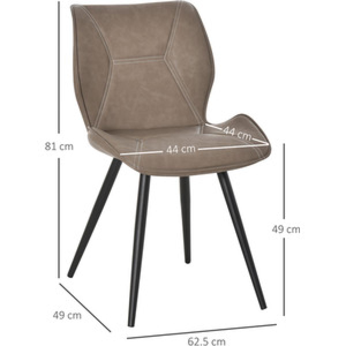 Set of 2 Contrast Stitched PU Leather Dining Chairs - Grey – image 16