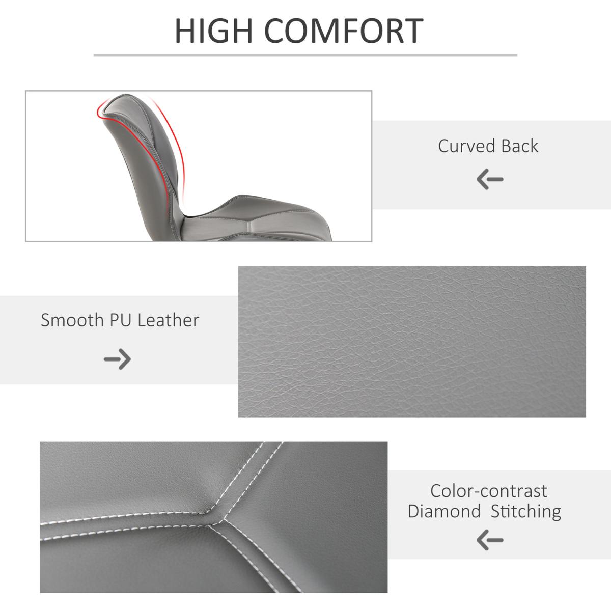 Set of 2 Contrast Stitched PU Leather Dining Chairs - Grey – image 4