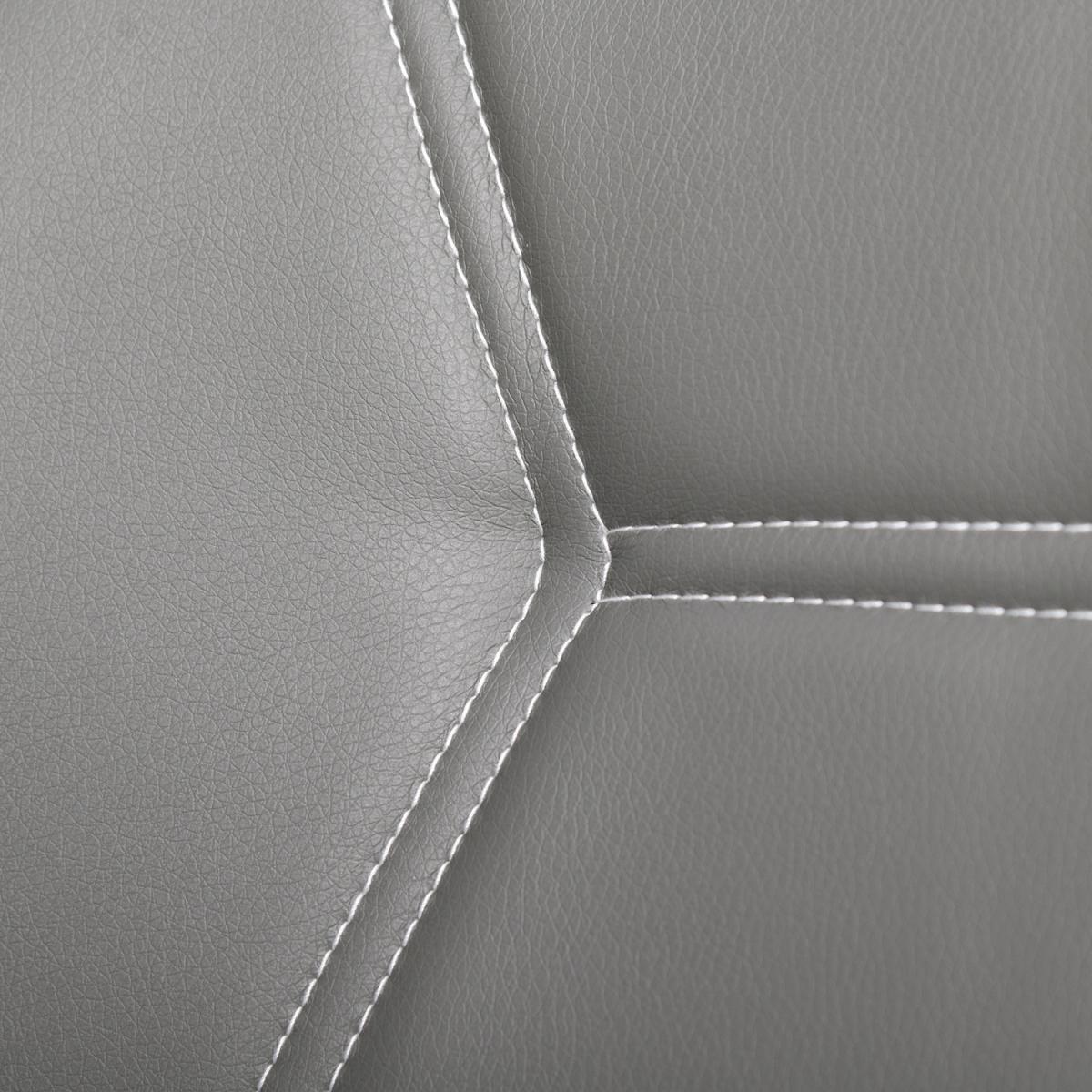 Set of 2 Contrast Stitched PU Leather Dining Chairs - Grey – image 6