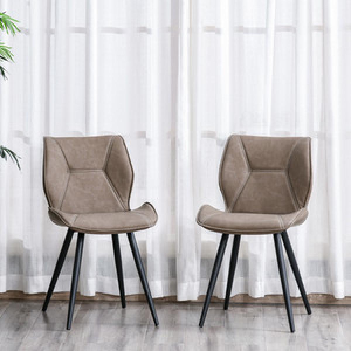 Set of 2 Contrast Stitched PU Leather Dining Chairs - Grey – image 10