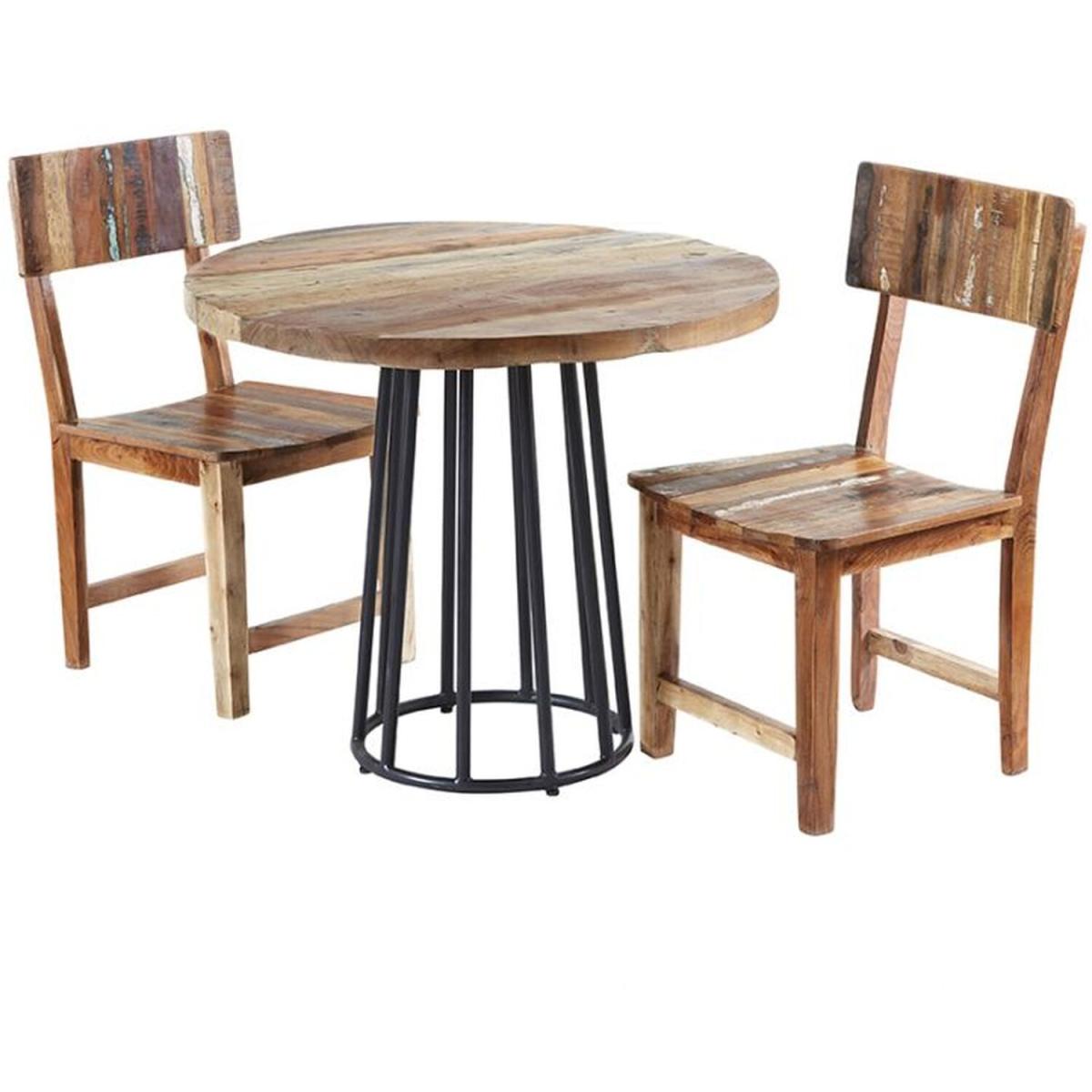 Reclaimed Boat Dining Chair Pair - Brown – image 3