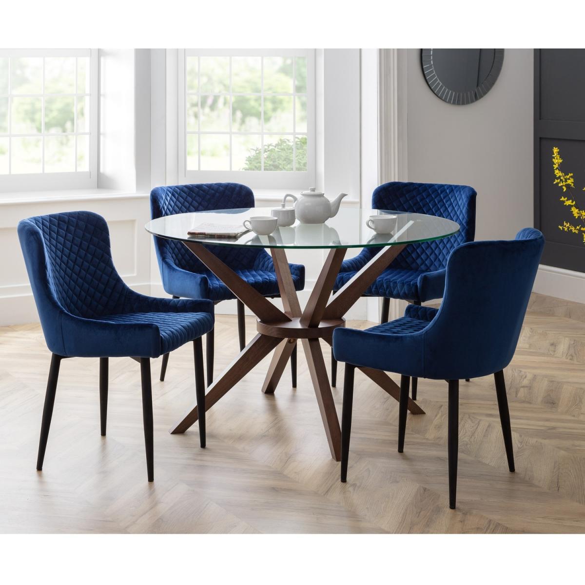 Set Of 2 Luxe Velvet Dining Chairs - Blue - Blue – image 2