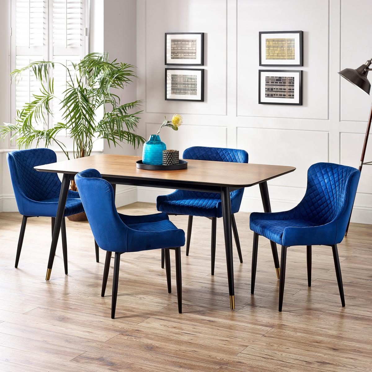 Set Of 2 Luxe Velvet Dining Chairs - Blue - Blue – image 3