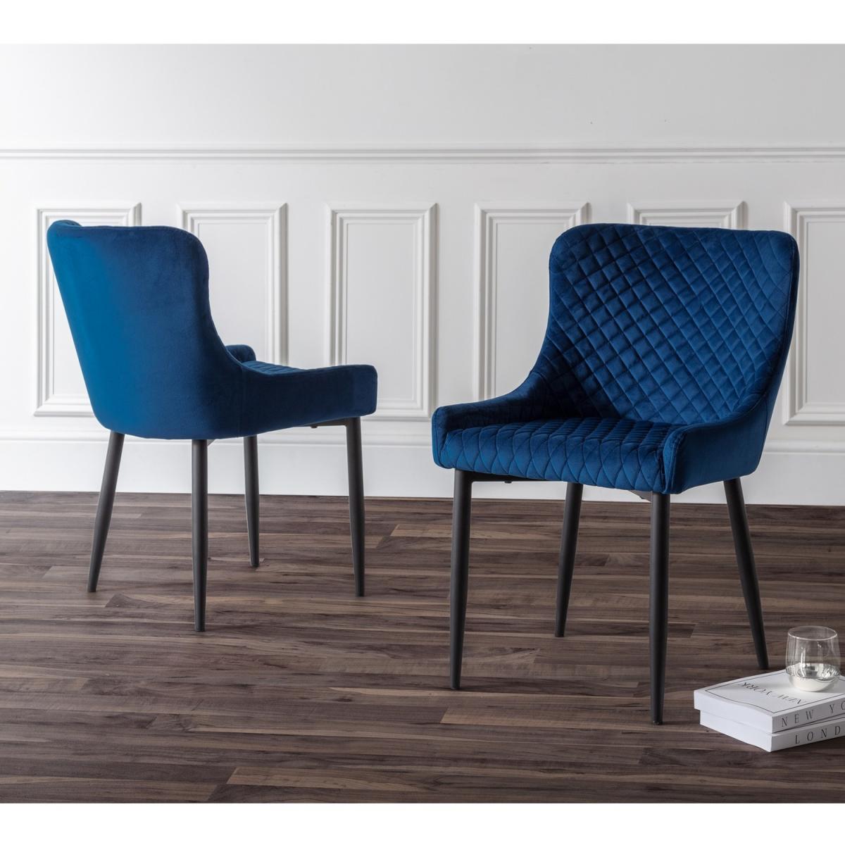 Set Of 2 Luxe Velvet Dining Chairs - Blue - Blue – image 4