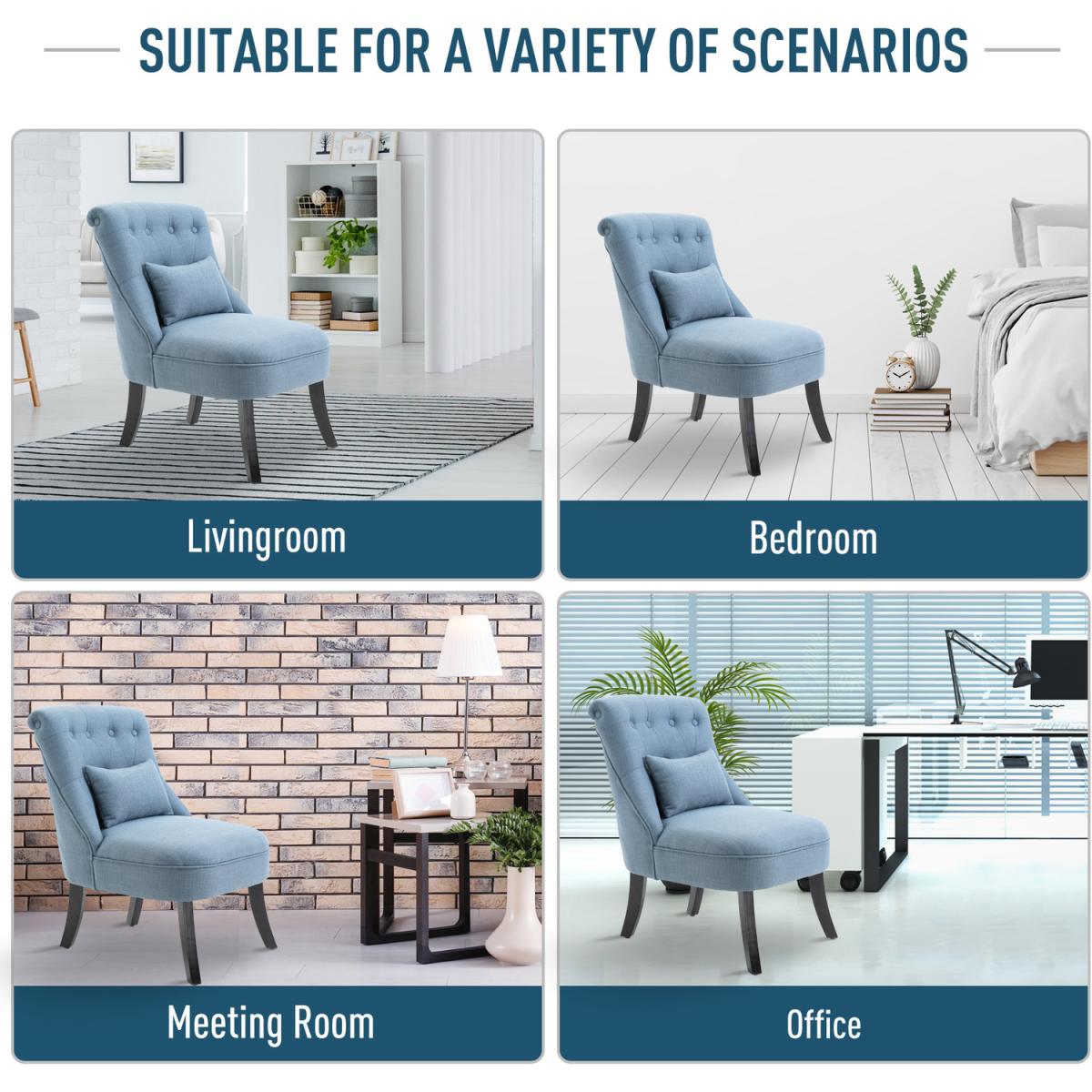 Fabric Single Sofa Dining Chair with Pillow - Grey – image 13