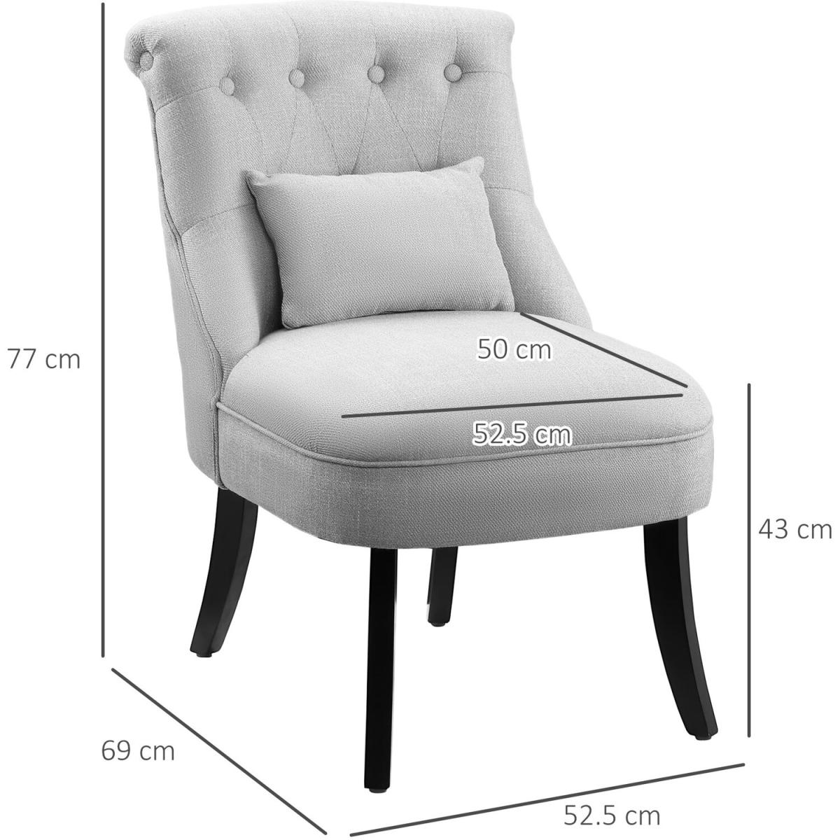 Fabric Single Sofa Dining Chair with Pillow - Grey – image 3