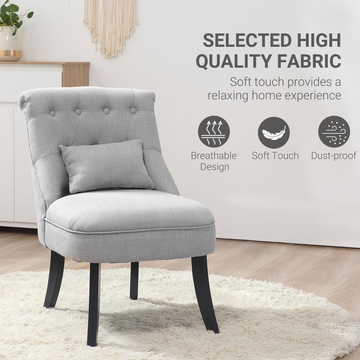 Fabric Single Sofa Dining Chair with Pillow - Grey – image 5