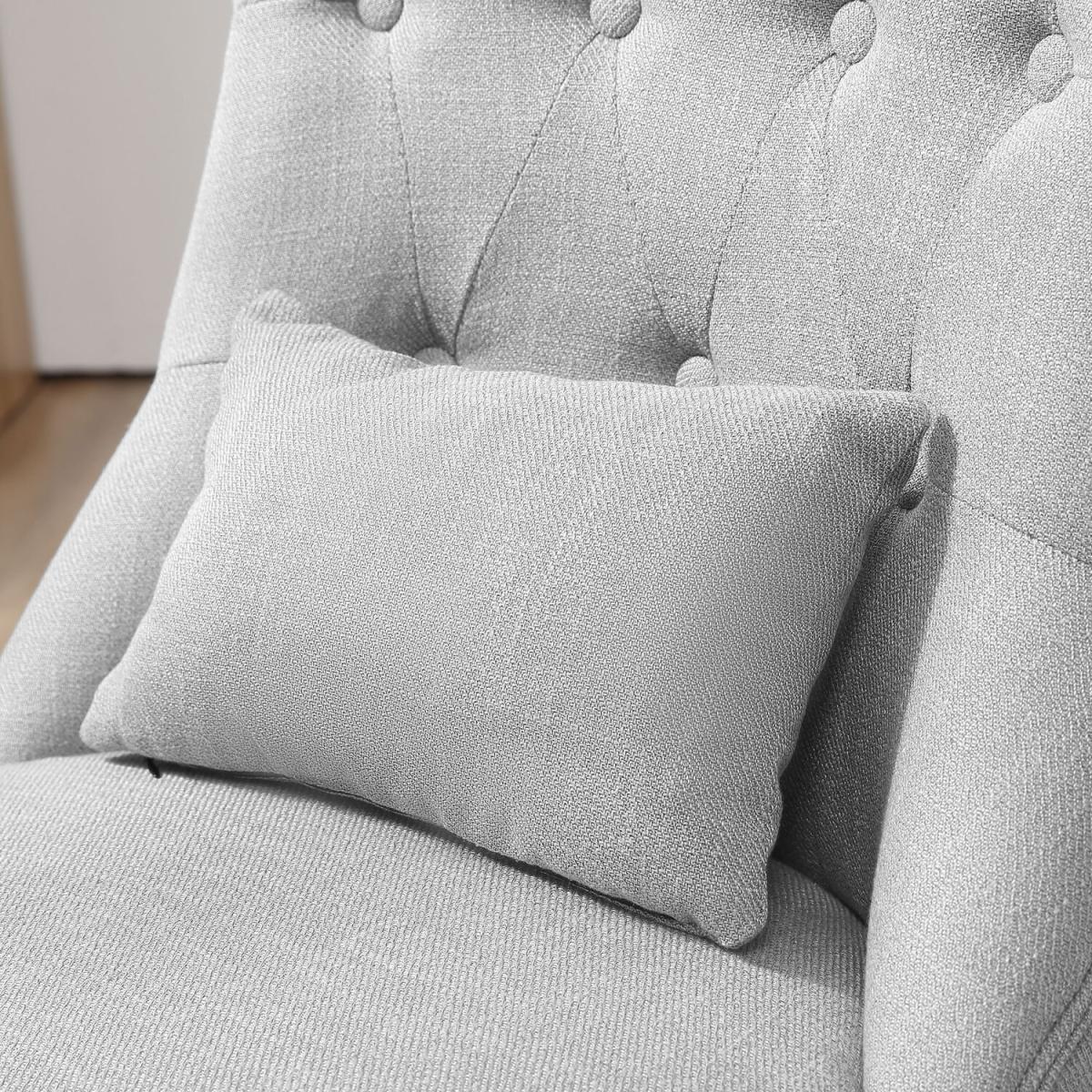 Fabric Single Sofa Dining Chair with Pillow - Grey – image 6