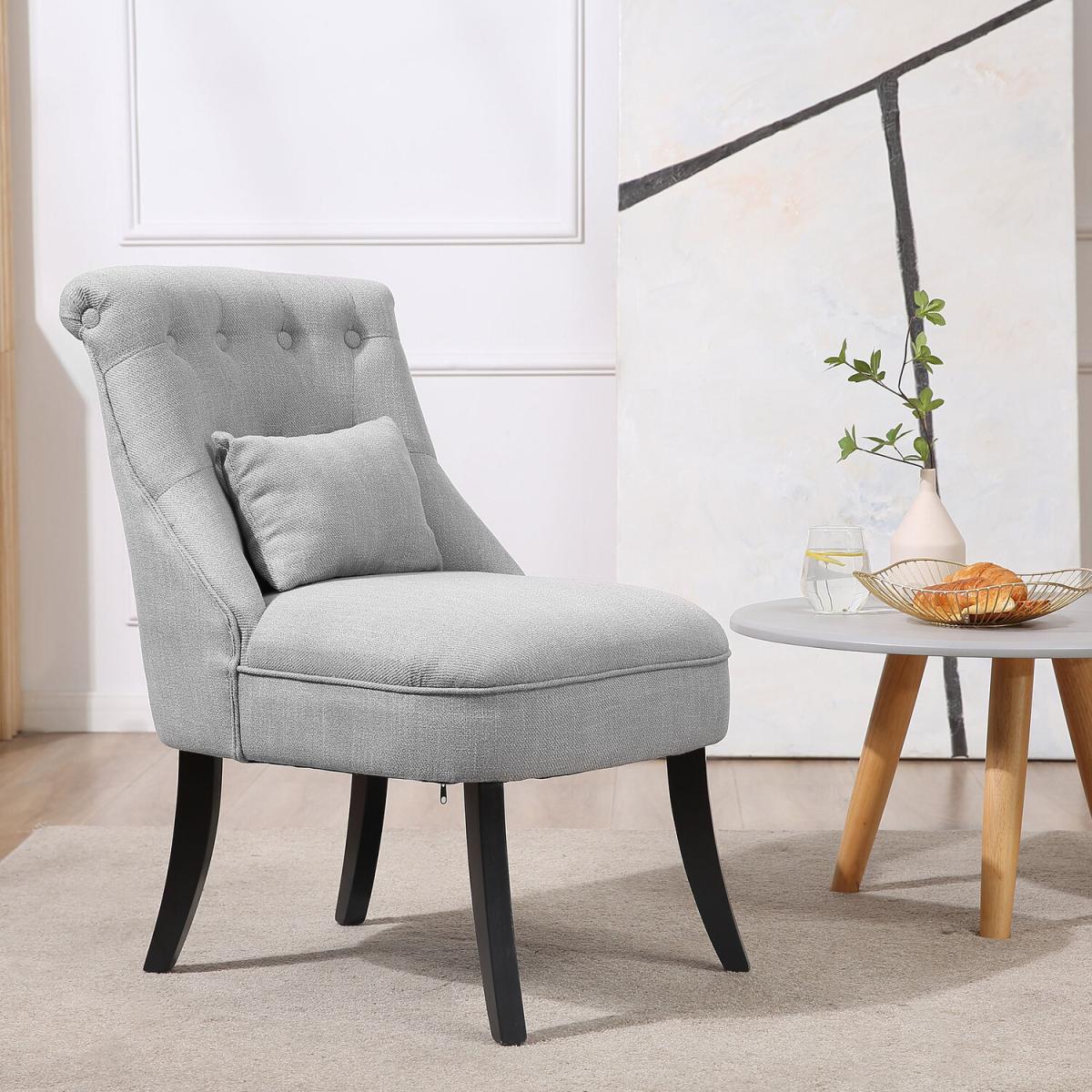 Fabric Single Sofa Dining Chair with Pillow - Grey – image 8