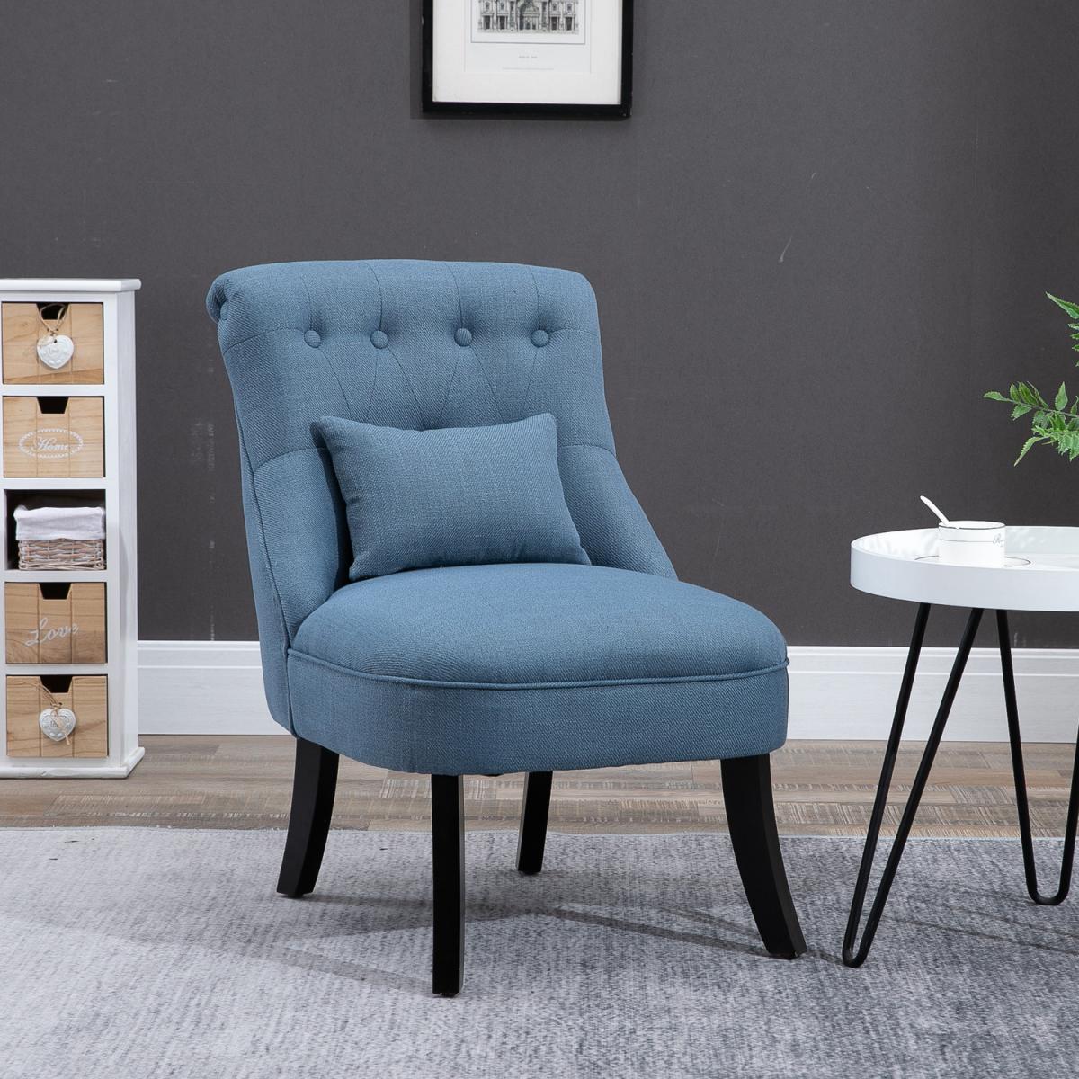 Fabric Single Sofa Dining Chair with Pillow - Grey – image 9