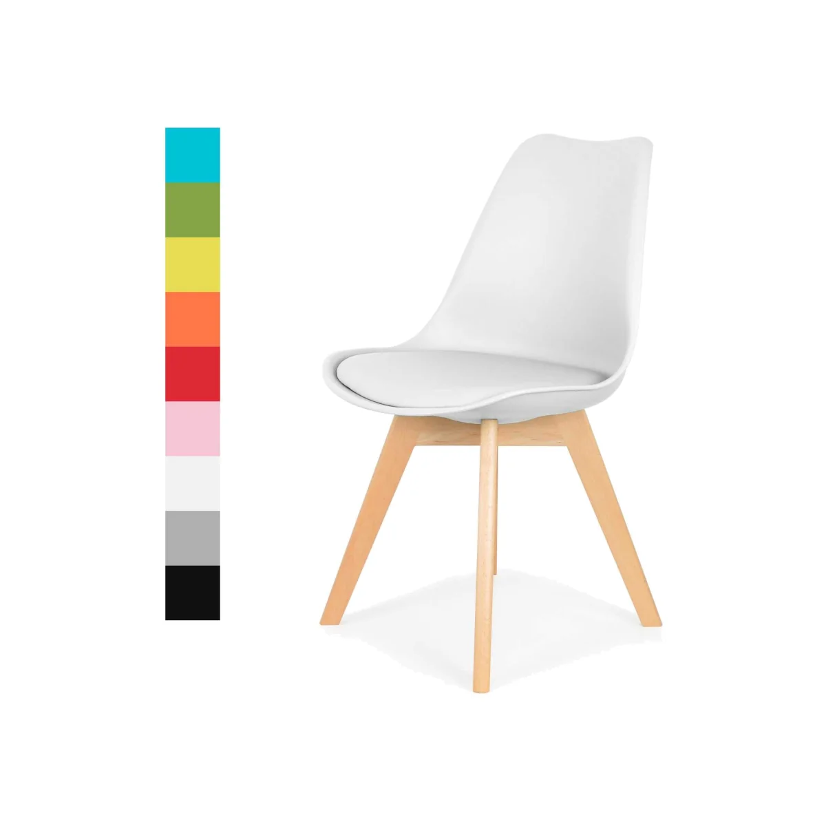 Dining Chair with Wooden Legs(Blue Chair 1) - White / 1 – image 1