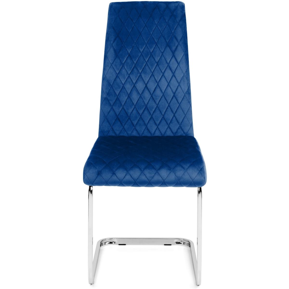 Set Of 4 Calabria Velvet Cantilever Chairs - Blue - Blue – image 3
