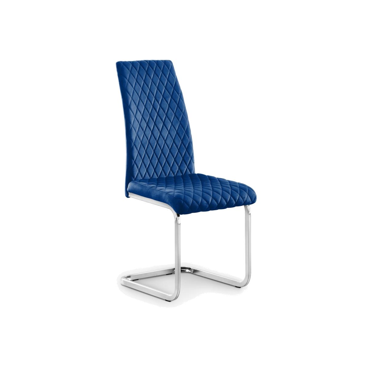 Set Of 4 Calabria Velvet Cantilever Chairs - Blue - Blue – image 1
