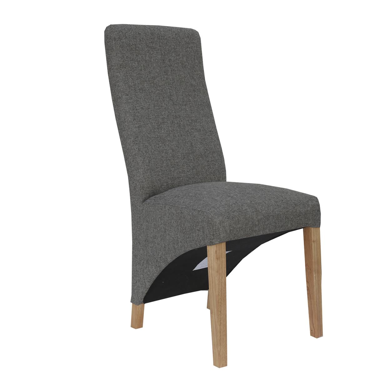 Pair of Wave Back Fabric Dining Chair  - Dark Grey – image 2
