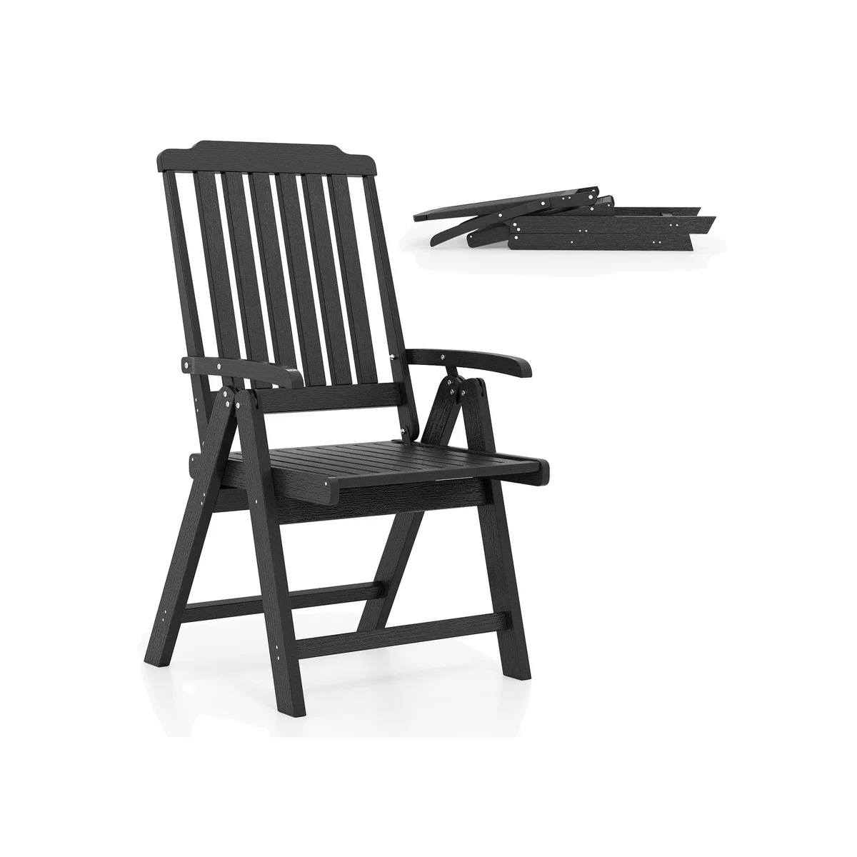 Outdoor Dining Chair Foldable Patio Chair - Grey