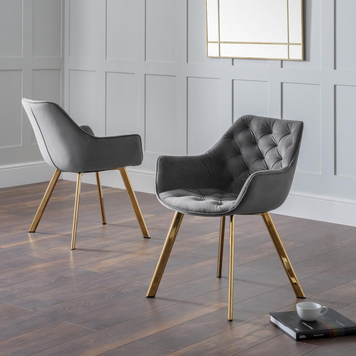 Set Of 2 Lorenzo Dining Chairs - Grey - Grey – image 5